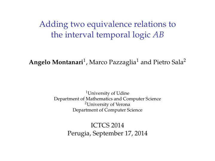 adding two equivalence relations to the interval temporal