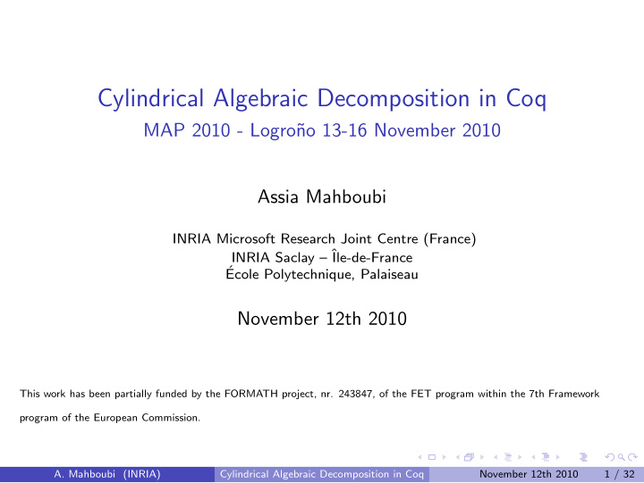 cylindrical algebraic decomposition in coq
