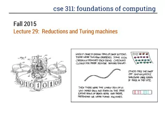 cse 311: foundations of computing  Fall 2015  Lecture 29:  Reductions and Turing machines  the