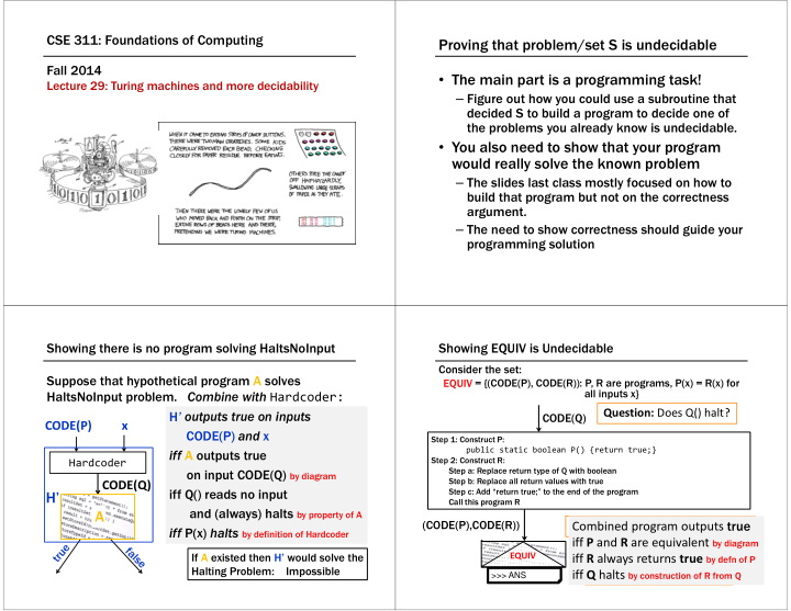 proving that problem set s is undecidable