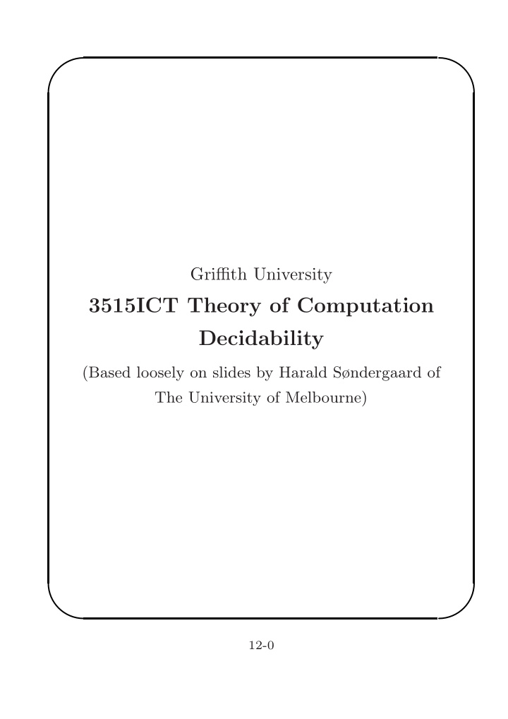 3515ict theory of computation decidability