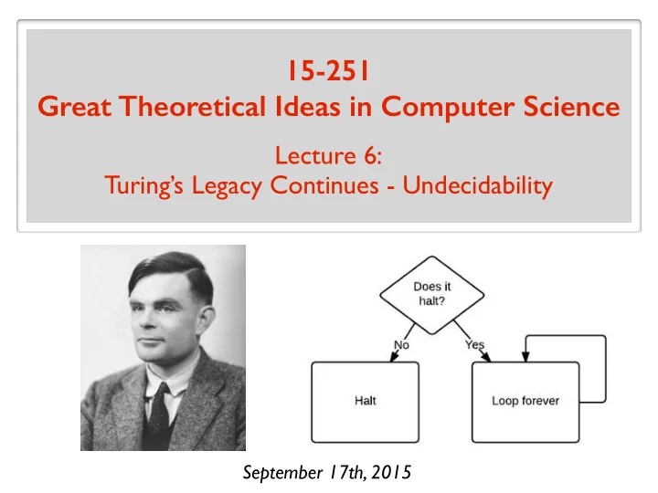 15 251 great theoretical ideas in computer science