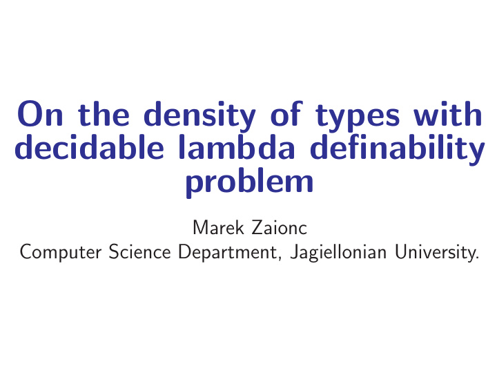 on the density of types with decidable lambda