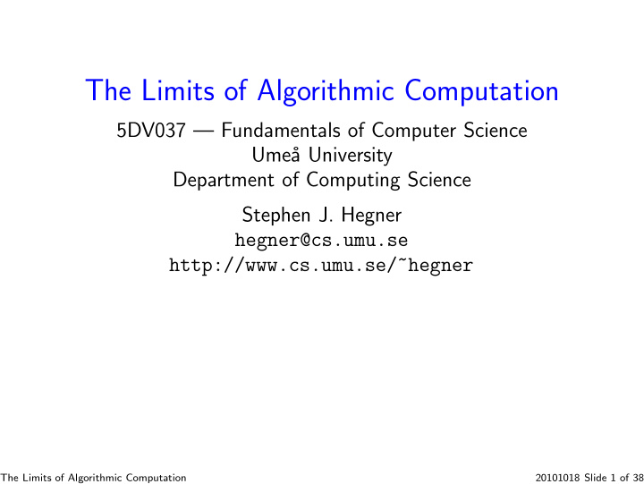 the limits of algorithmic computation