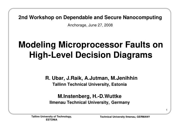 modeling microprocessor faults on high level decision