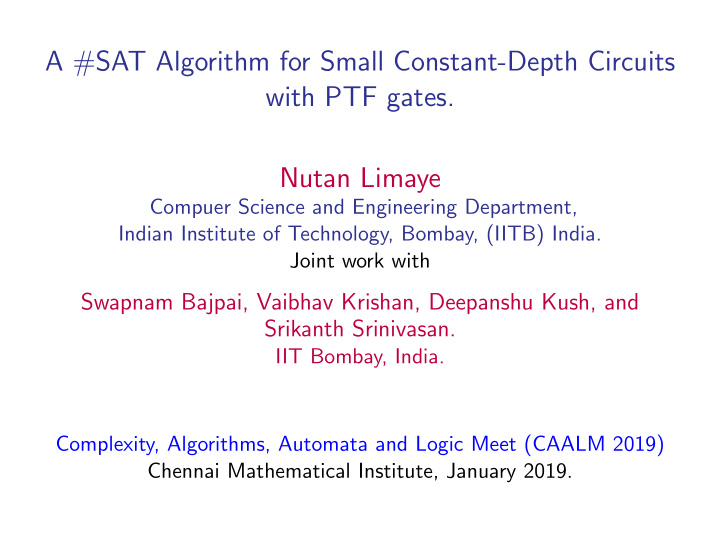 a sat algorithm for small constant depth circuits with