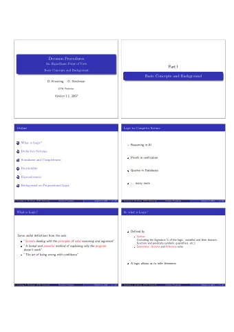 Decision Procedures  An Algorithmic Point of View  Part I  Basic Concepts and Background  Basic