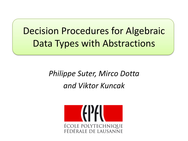 decision procedures for algebraic data types with