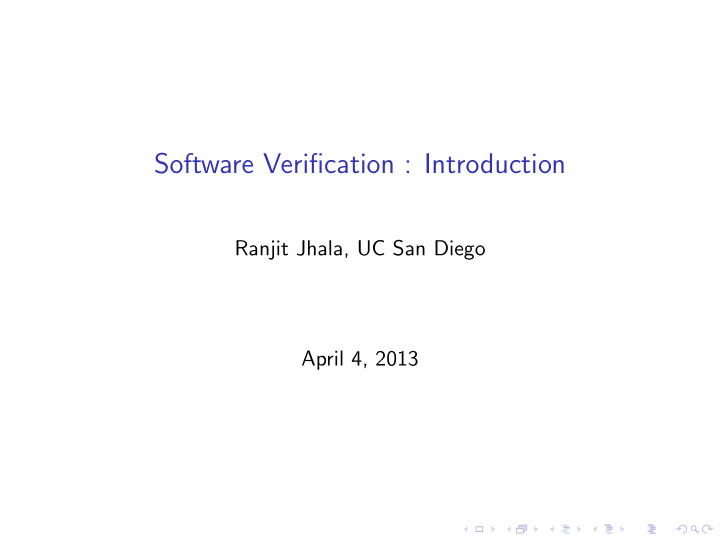 software verification introduction