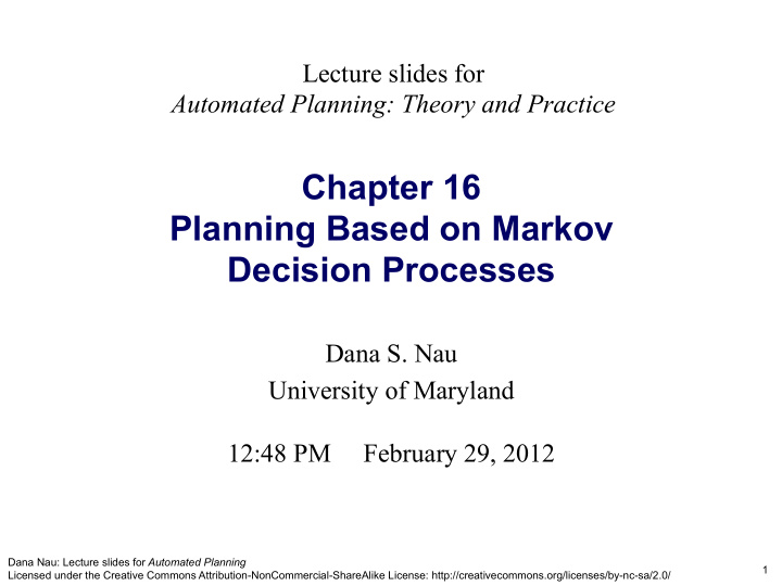 chapter 16 planning based on markov decision processes