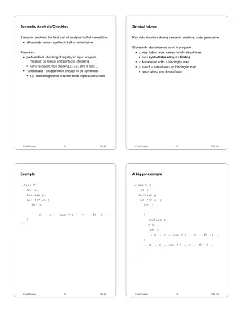 Semantic Analysis/Checking  Symbol tables Semantic analysis: the final part of analysis half of