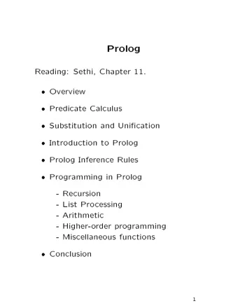Prolog  Reading  Sethi  Chapter    Overview    Predicate  Calculus