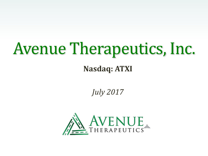 avenue therapeutics inc