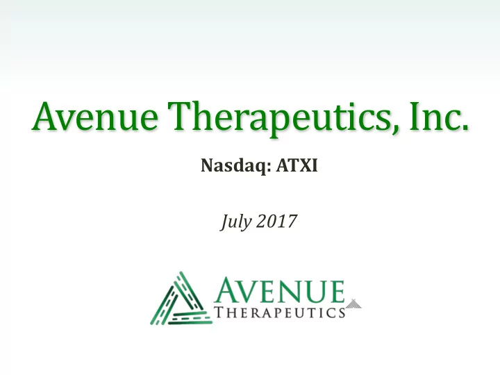avenue therapeutics inc