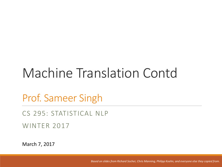machine translation contd
