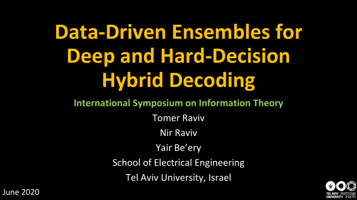 data driven ensembles for deep and hard decision