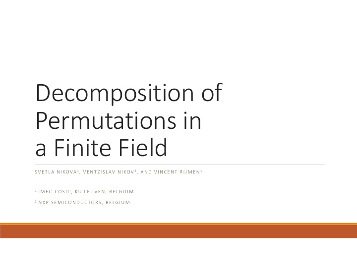 decomposition of permutations in a finite field