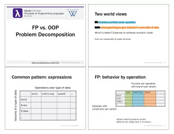 CS 251 Fall 2019 CS 251 Fall 2019  Two world views  Principles of Programming Languages