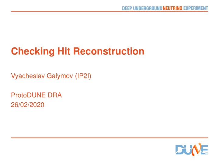 checking hit reconstruction