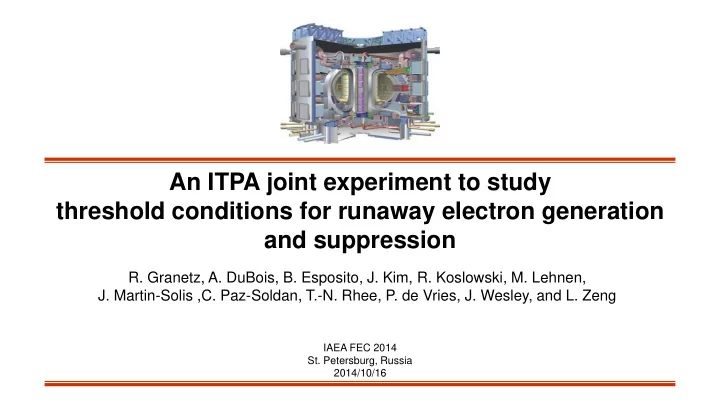 threshold conditions for runaway electron generation