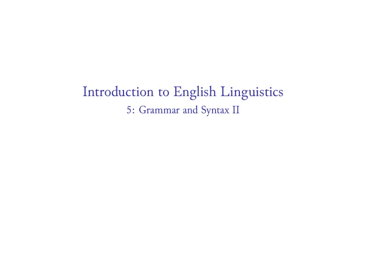 introduction to english linguistics