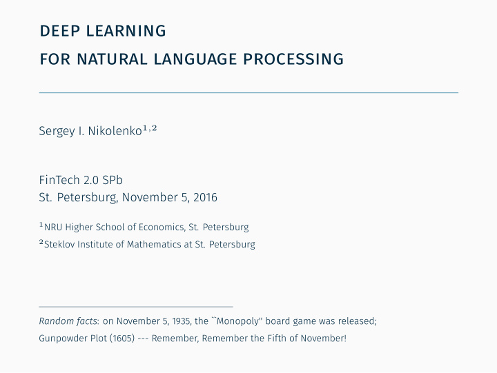 deep learning for natural language processing