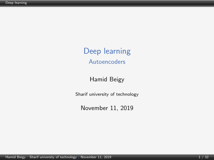 deep learning