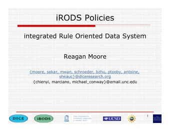 iRODS Policies  integrated Rule Oriented Data System  Reagan Moore  {moore, sekar, mwan, schroeder,