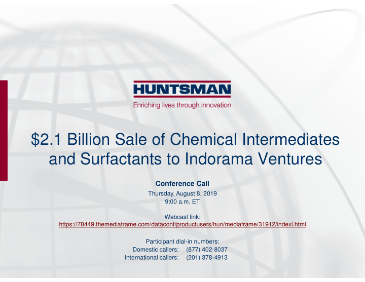 2 1 billion sale of chemical intermediates and