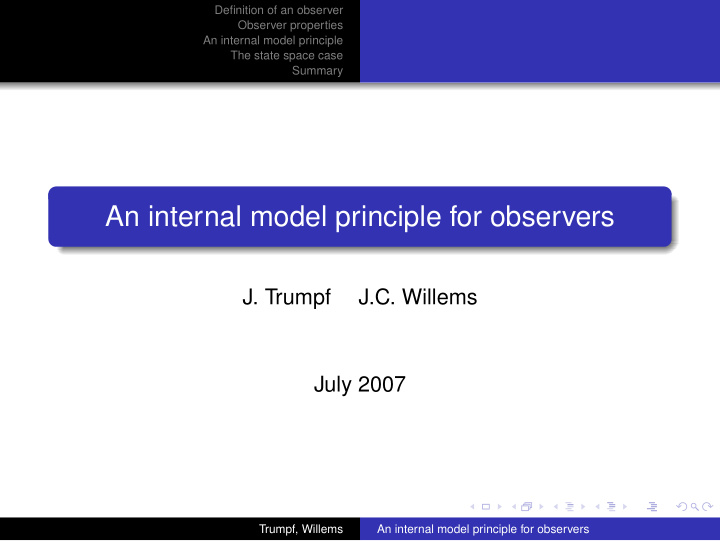 an internal model principle for observers