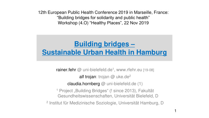 sustainable urban health in hamburg