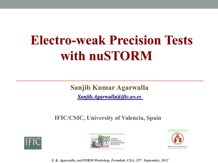 electro weak precision tests with nustorm