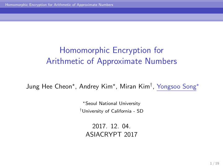 homomorphic encryption for arithmetic of approximate