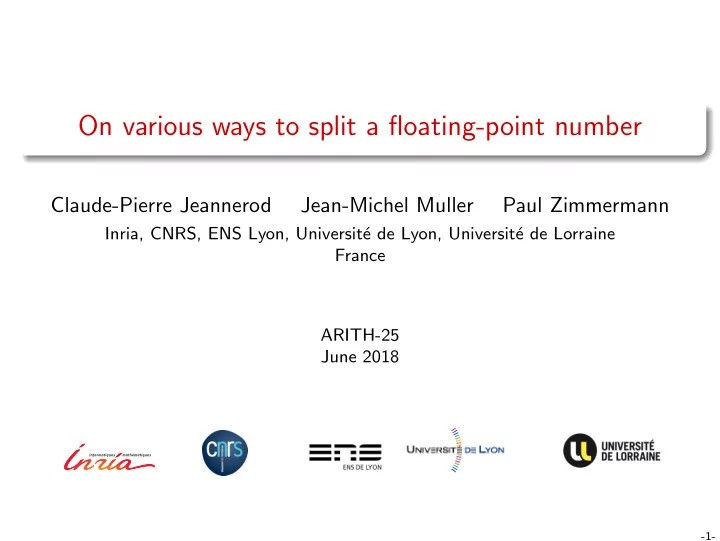 on various ways to split a floating point number