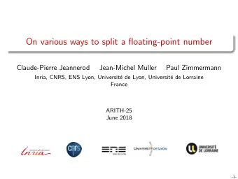 On various ways to split a floating-point number  Claude-Pierre Jeannerod  Jean-Michel Muller  Paul