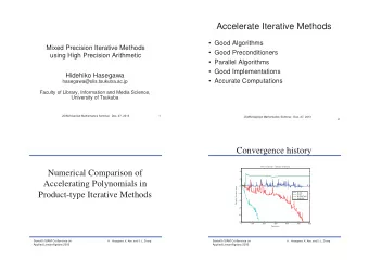 Accelerate Iterative Methods   Good Algorithms  Mixed Precision Iterative Methods   Good