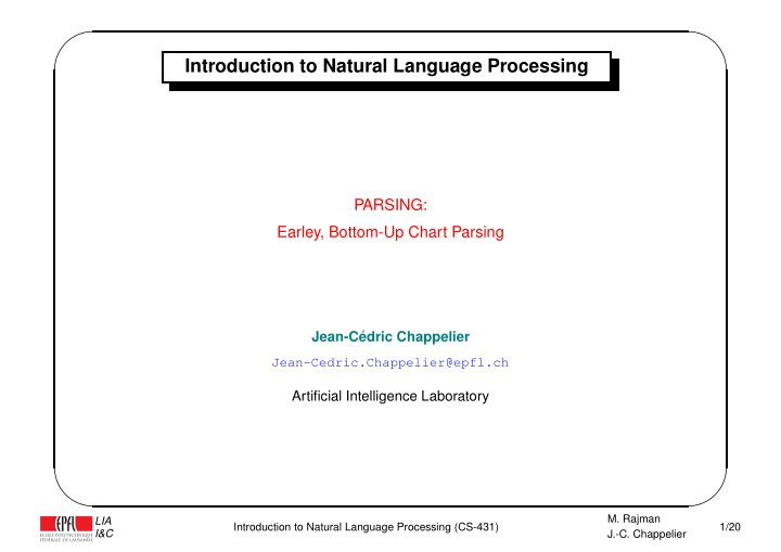 introduction to natural language processing parsing
