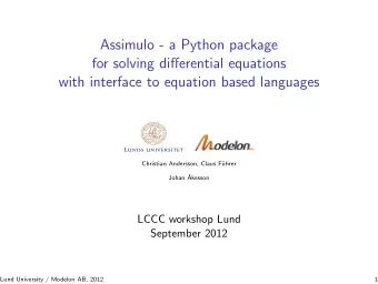Assimulo - a Python package  for solving differential equations  with interface to equation based