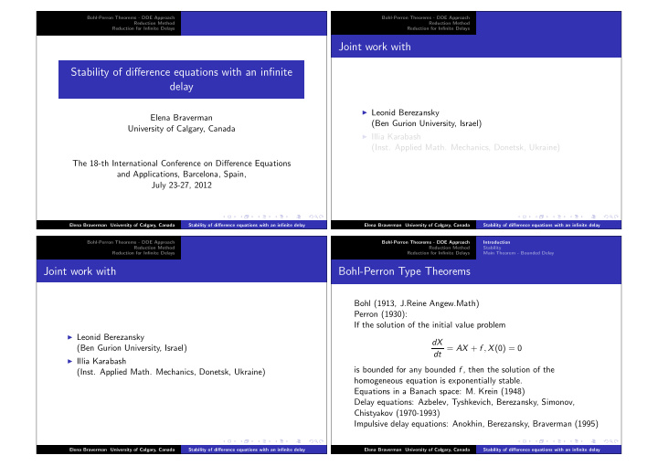 joint work with stability of difference equations with an