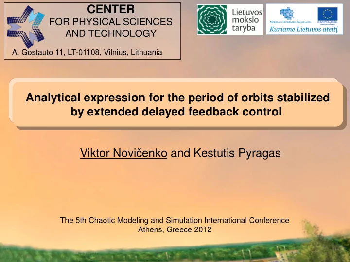 by extended delayed feedback control viktor novi enko and