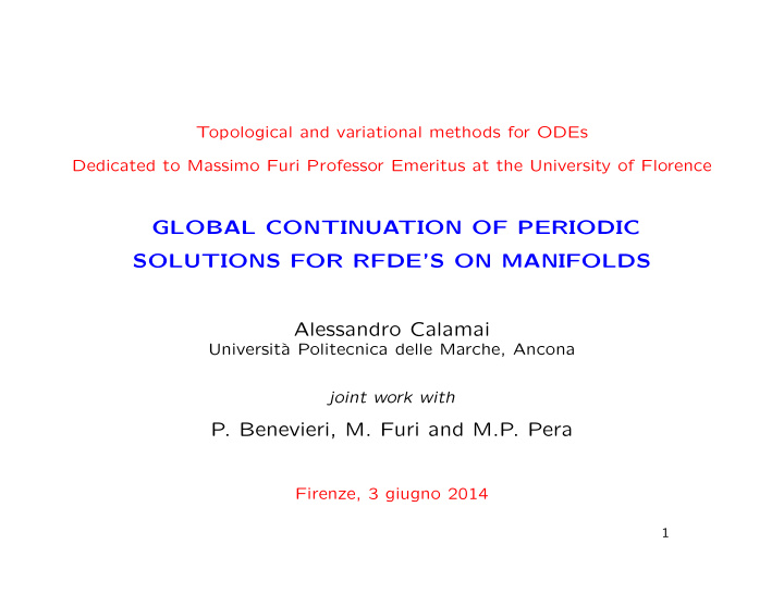 global continuation of periodic solutions for rfde s on