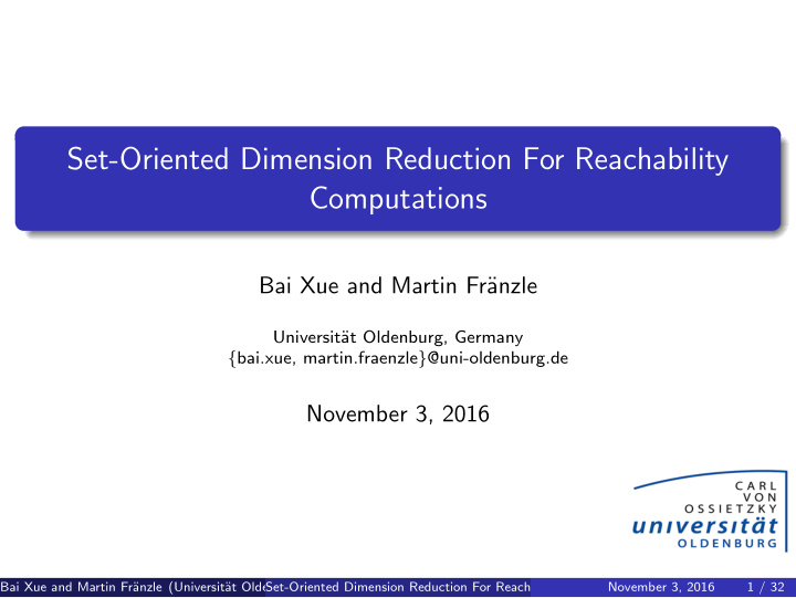 set oriented dimension reduction for reachability