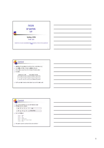 ta9  Spring 2006  Amar Lior Adapted from Computer Organization&amp;Design,