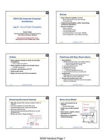 NOW Handout Page 1  Hazard Resolution  Example  Structural  Add r1 := r2 + r3  Instr. Fetch