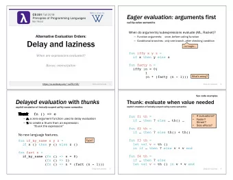 CS 251 Fall 2019 CS 251 Fall 2019 Eager evaluation: arguments first  Principles of