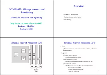 COMP9032: Microprocessors and  Interfacing   Processor organisation   Instruction execution