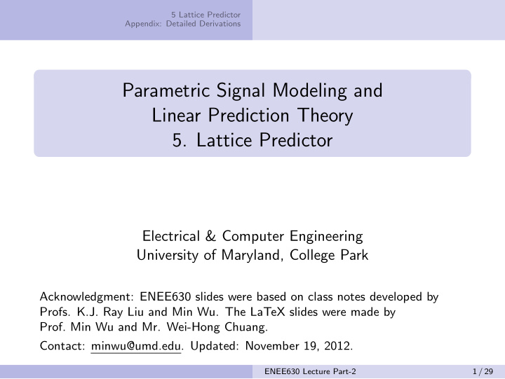 parametric signal modeling and linear prediction theory 5