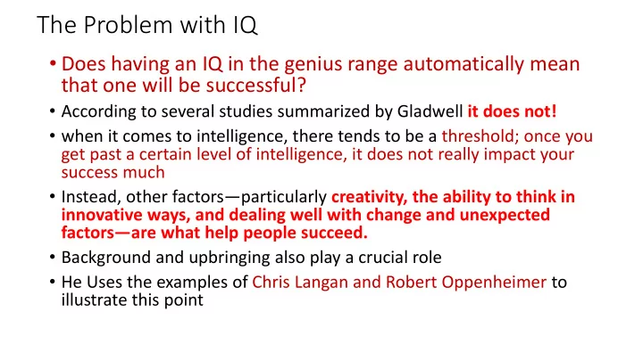 the problem with iq