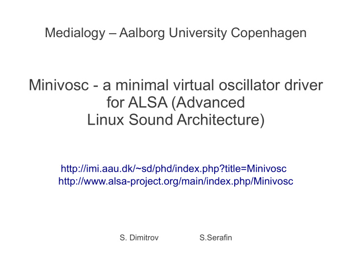 minivosc a minimal virtual oscillator driver for alsa