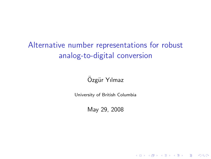 alternative number representations for robust analog to